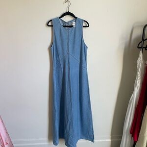 Madewell Chambray Sleeveless Maxi Dress in Light Blue